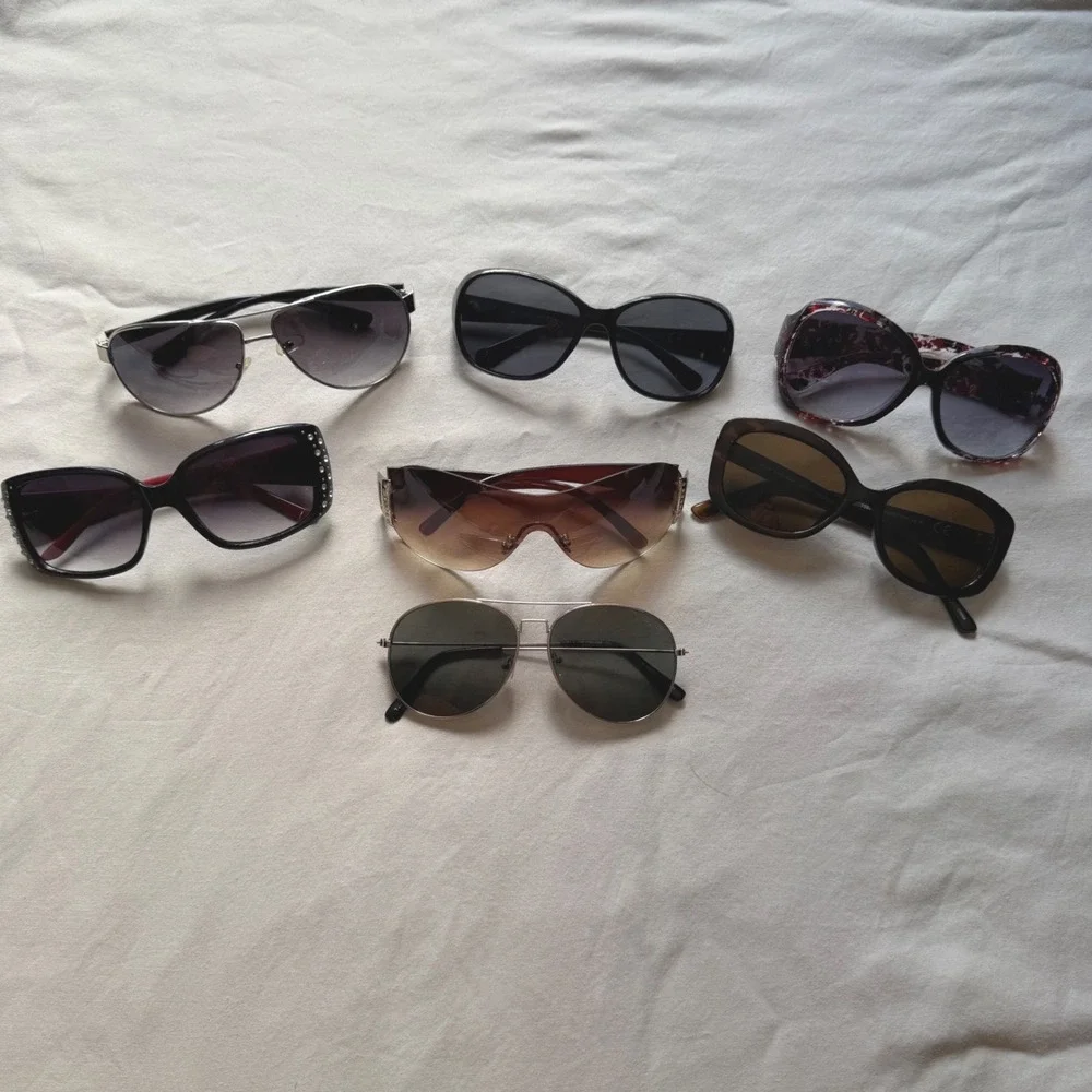 Lot of 7 Sunglasses Mixed Styles Aviator Oversized Shield Icon Eyewear Cotton On
